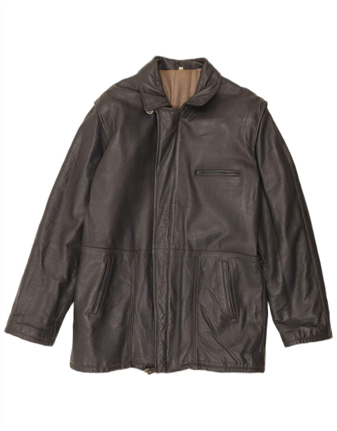 Jaqueta de couro masculina vintage IT 52 XL couro cinza