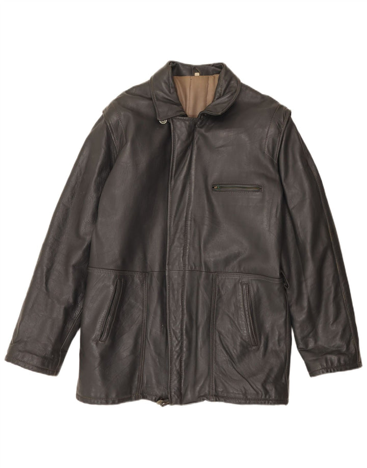 Jaqueta de couro masculina vintage IT 52 XL couro cinza