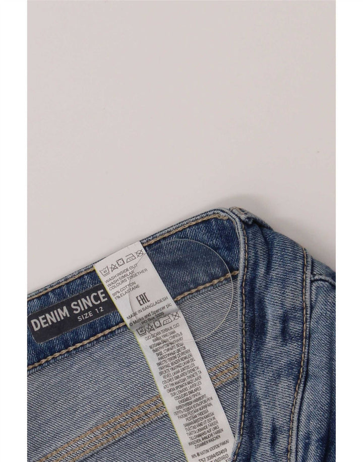 Shorts jeans feminino Marks & Spencer desgastado Reino Unido 12 médio W30 algodão azul