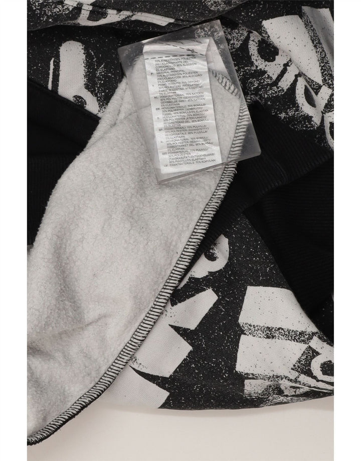 ADIDAS Mens Graphic Hoodie Jumper Grande Algodão Colorblock Preto