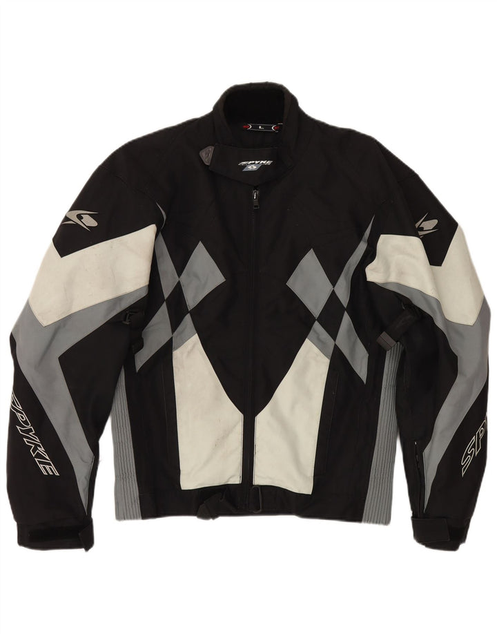 Jaqueta masculina Spyke Graphic Bomber UK 40 grande preto colorblock motociclista