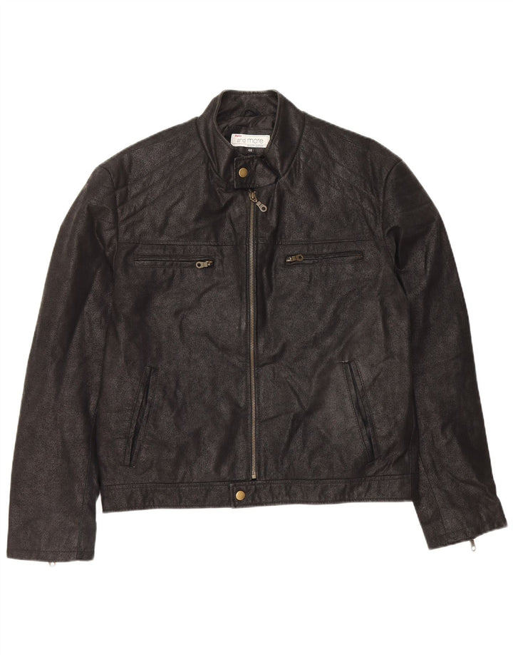 Jaqueta de couro masculina Bata IT 48 couro preto médio