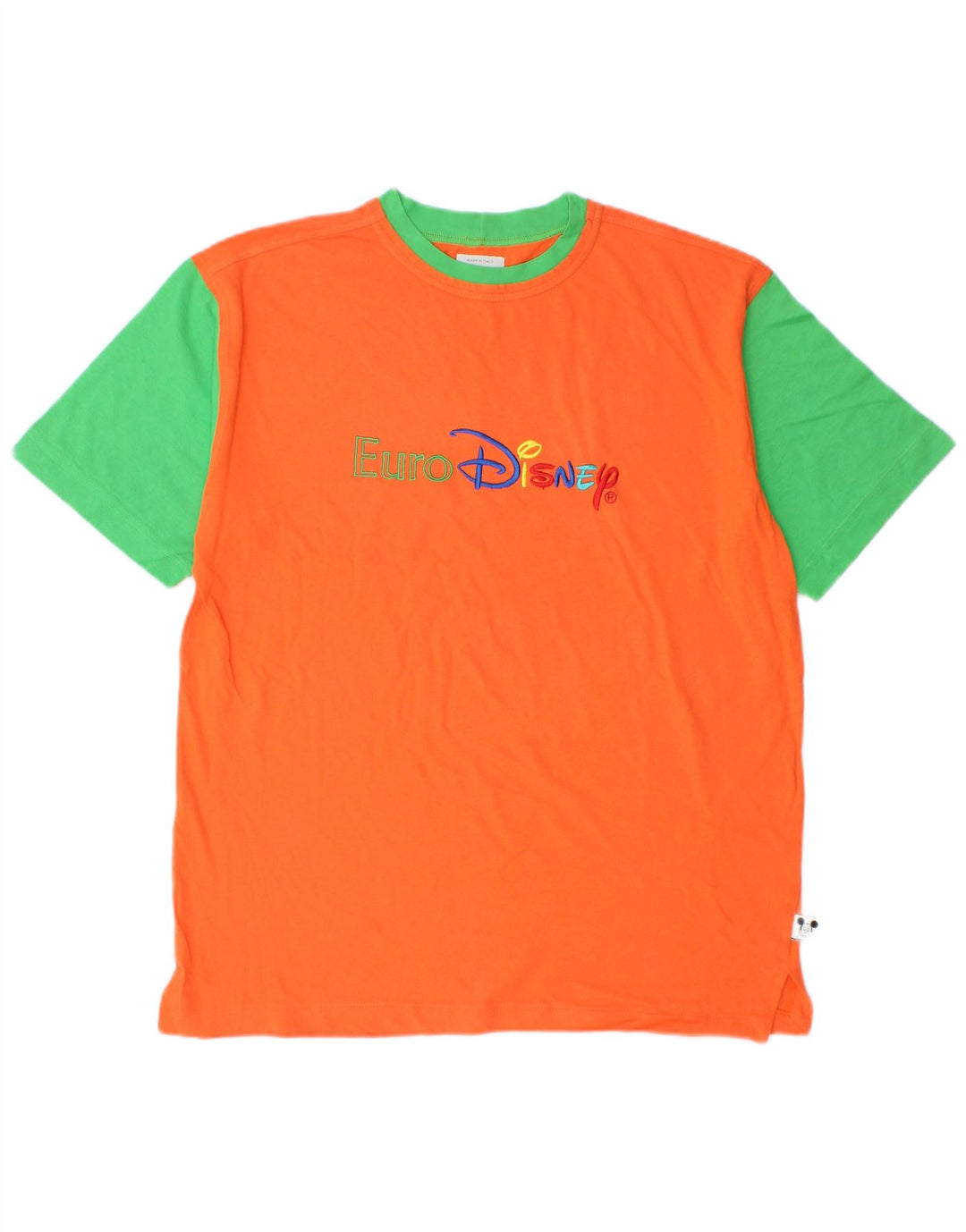Camiseta masculina com estampa do Mickey Mouse da BENETTON Top médio laranja colorblock
