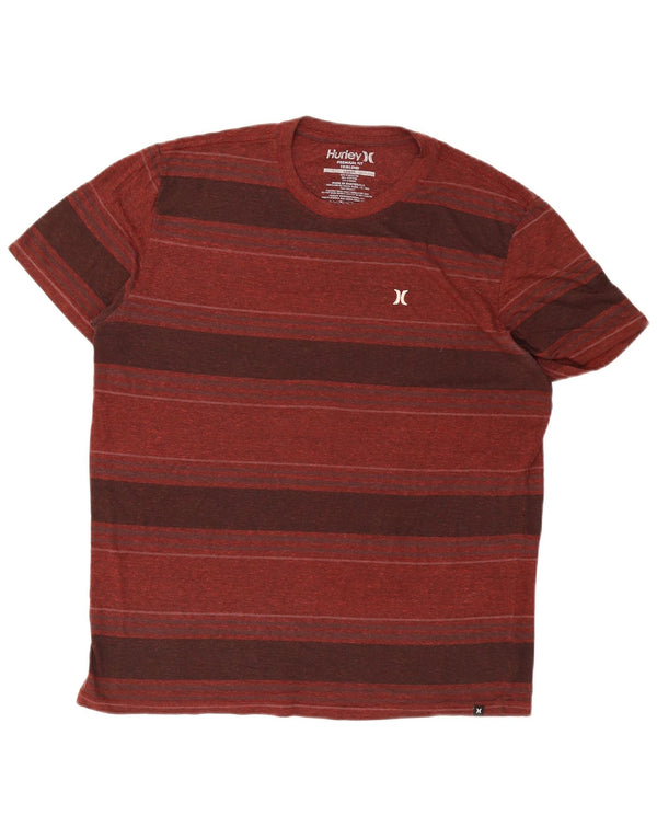 Camiseta masculina Hurley Premium Fit grande poliéster listrado marrom