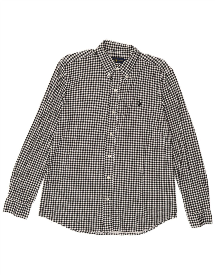 Camisa masculina de flanela Ralph Lauren grande algodão guingão preto