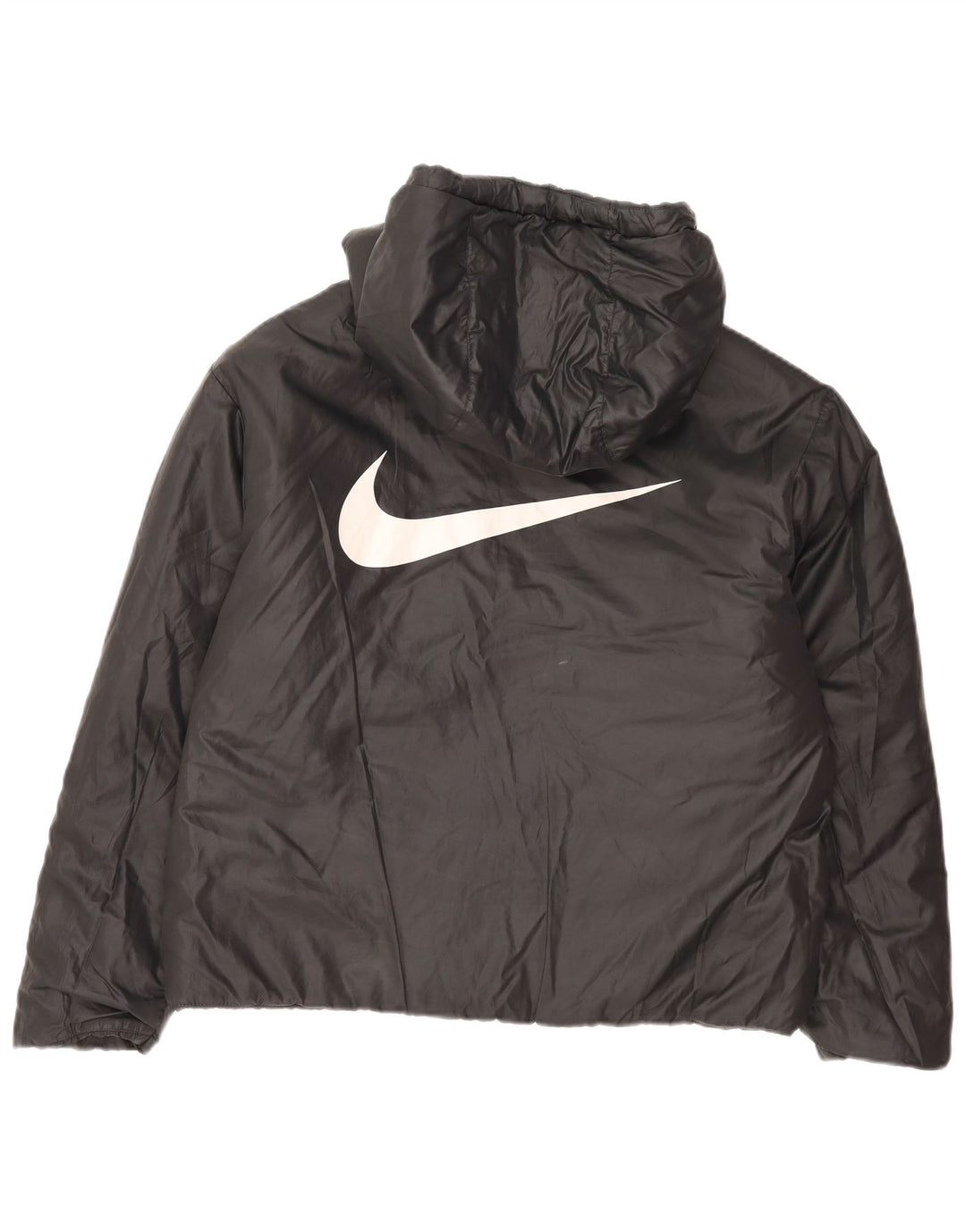 Jaqueta acolchoada reversível com capuz Nike feminina Reino Unido 16 grande poliéster preto
