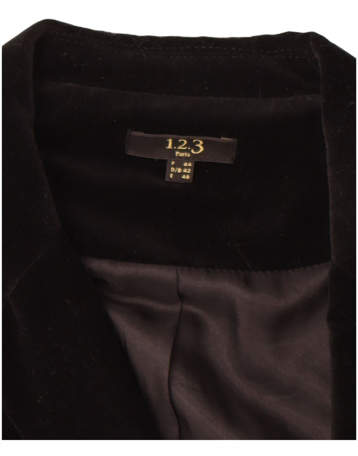 1.2.3 Jaqueta blazer feminina de veludo com 2 botões PARIS EU 44 algodão preto médio