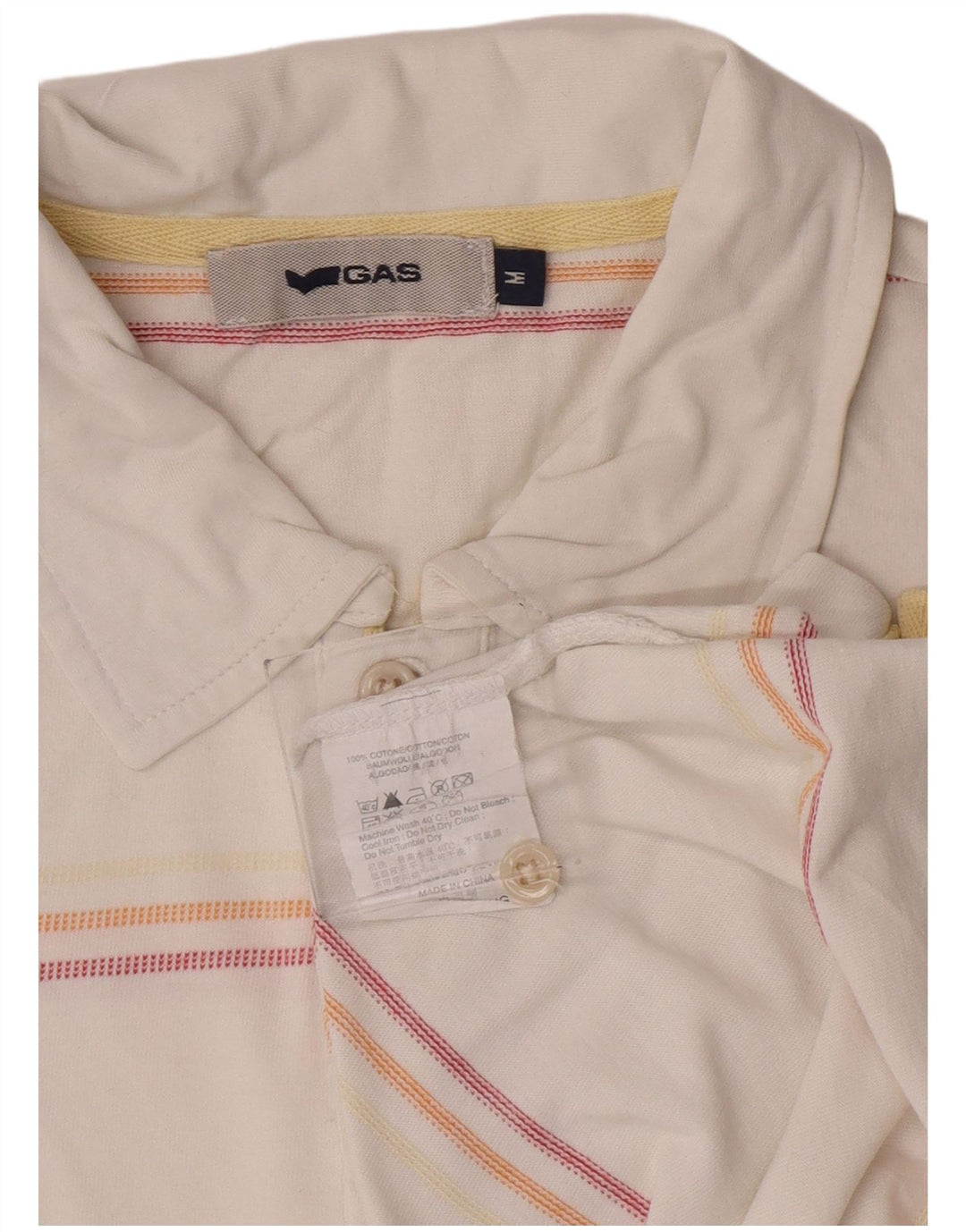Camisa polo masculina Gas, algodão listrado branco médio