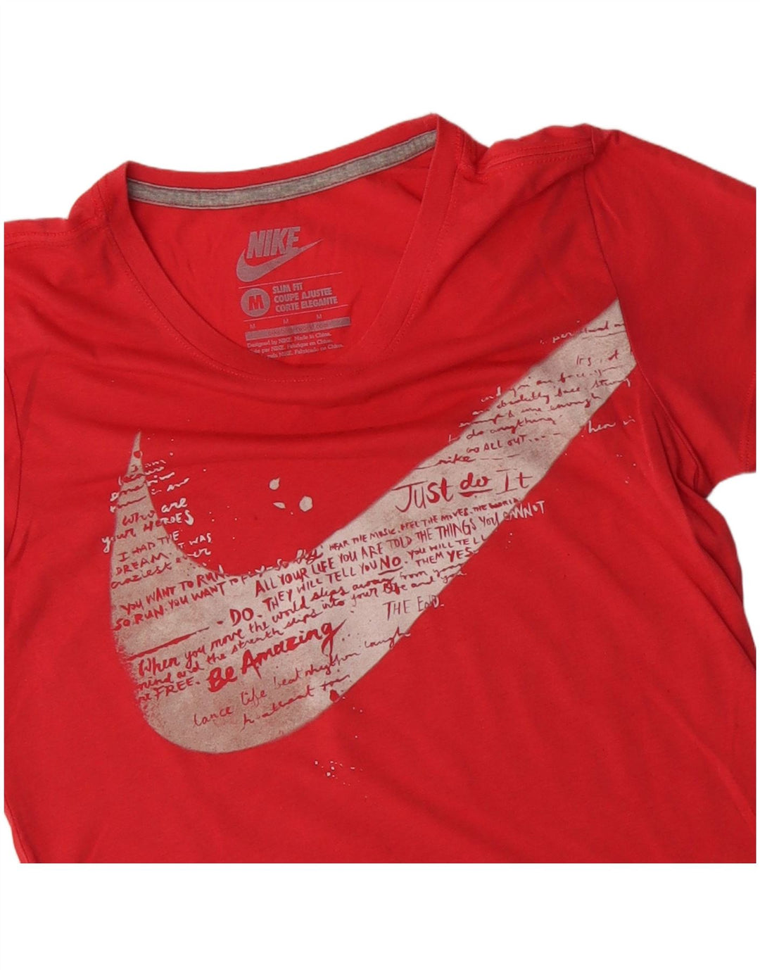 Camiseta feminina Nike Slim Fit Graphic UK 12 Médio Vermelho