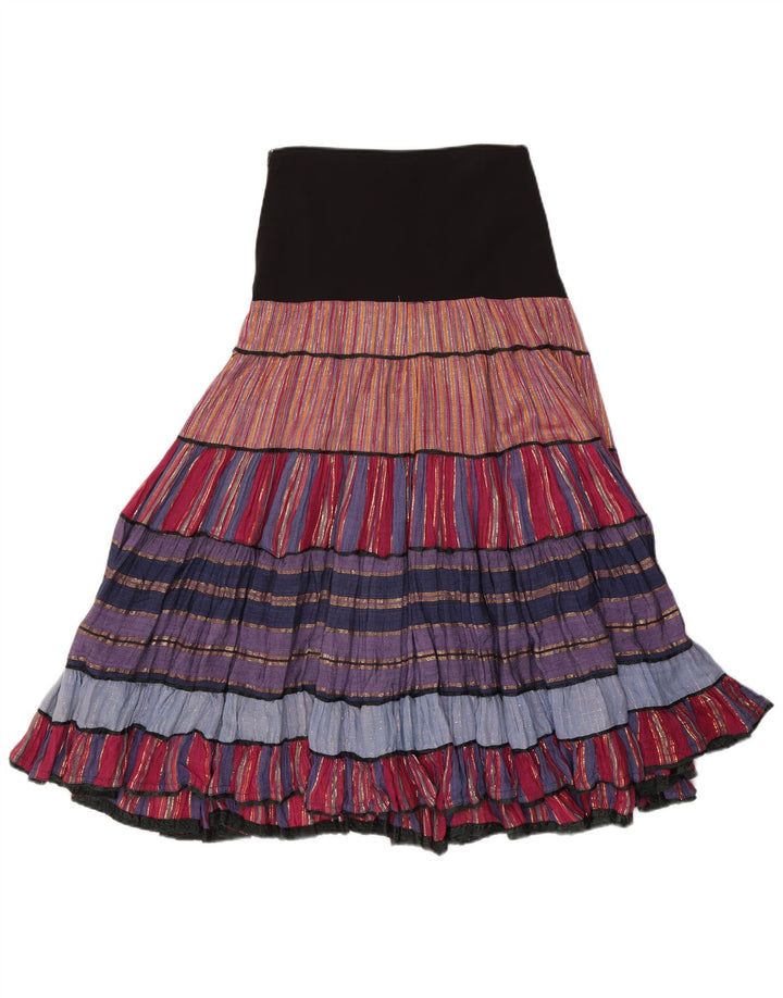 Saia cigana feminina vintage W27 média listrada multicolorida