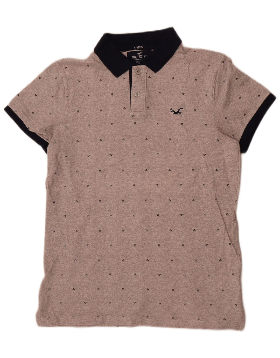 Camisa polo masculina Hollister Stretch algodão geométrico cinza médio