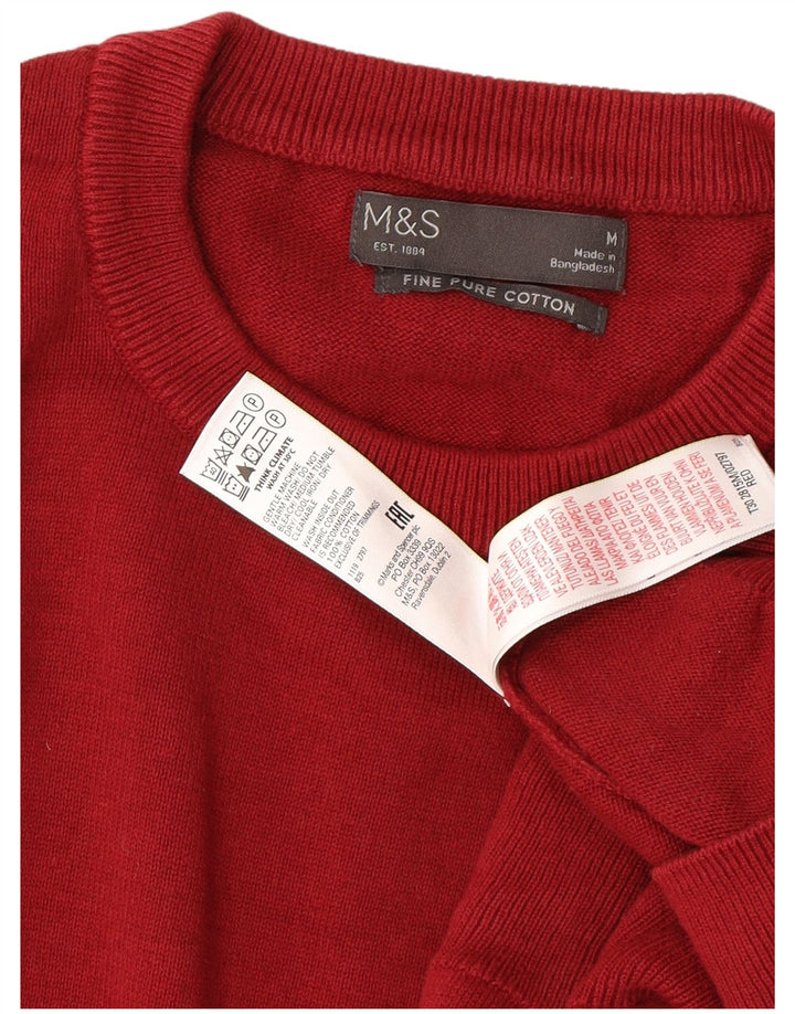 Suéter masculino MARKS & SPENCER com gola redonda, algodão vermelho médio
