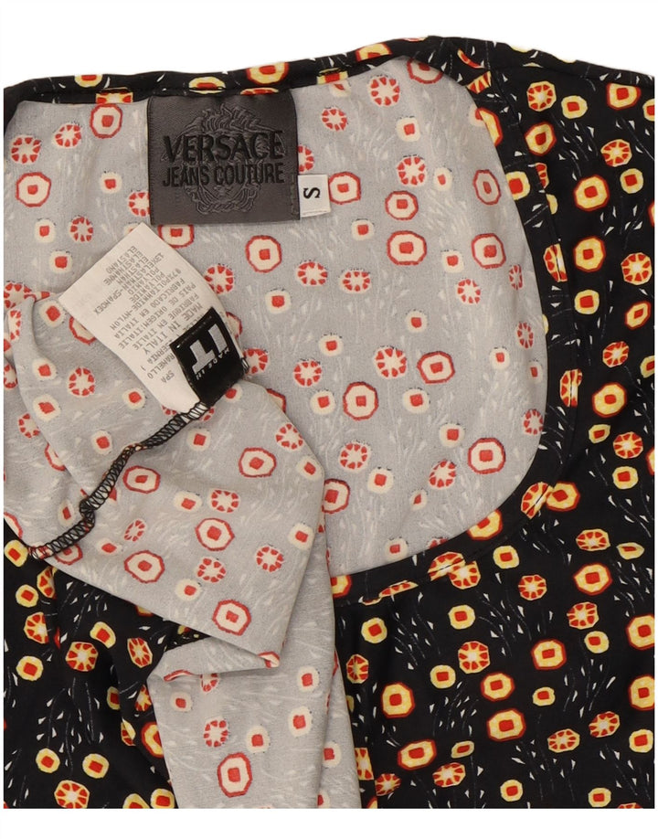 Camiseta feminina Versace UK 8 pequena poliamida floral preta