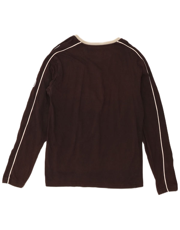 Top gráfico feminino North Sails manga comprida UK 16 grande bloco colorido marrom
