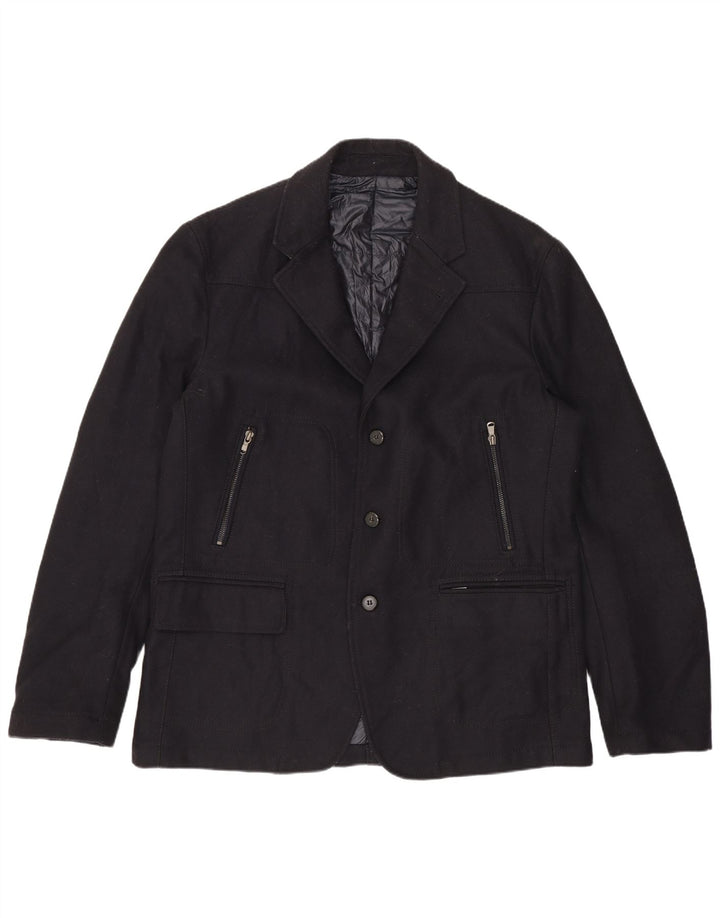 Jaqueta blazer masculina Lardini com 3 botões IT 52 XL lã azul marinho