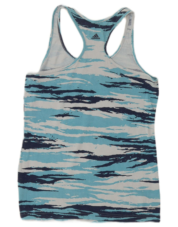 Adidas Womens Climalite Graphic Vest Top UK 12/14 Médio Azul Camuflagem
