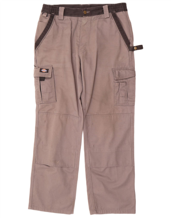 Calças Dickies Mens Straight Cargo W34 L31 Cinza Poliéster