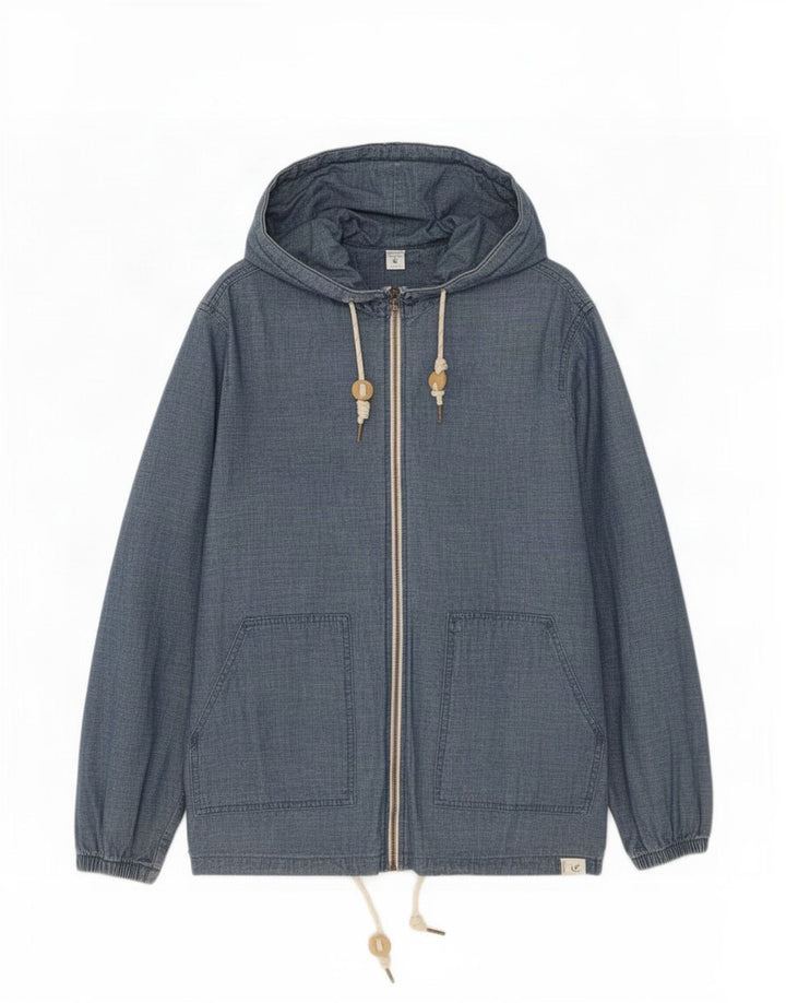 Jaqueta bomber masculina com capuz Pull & Bear UK 38 algodão azul médio