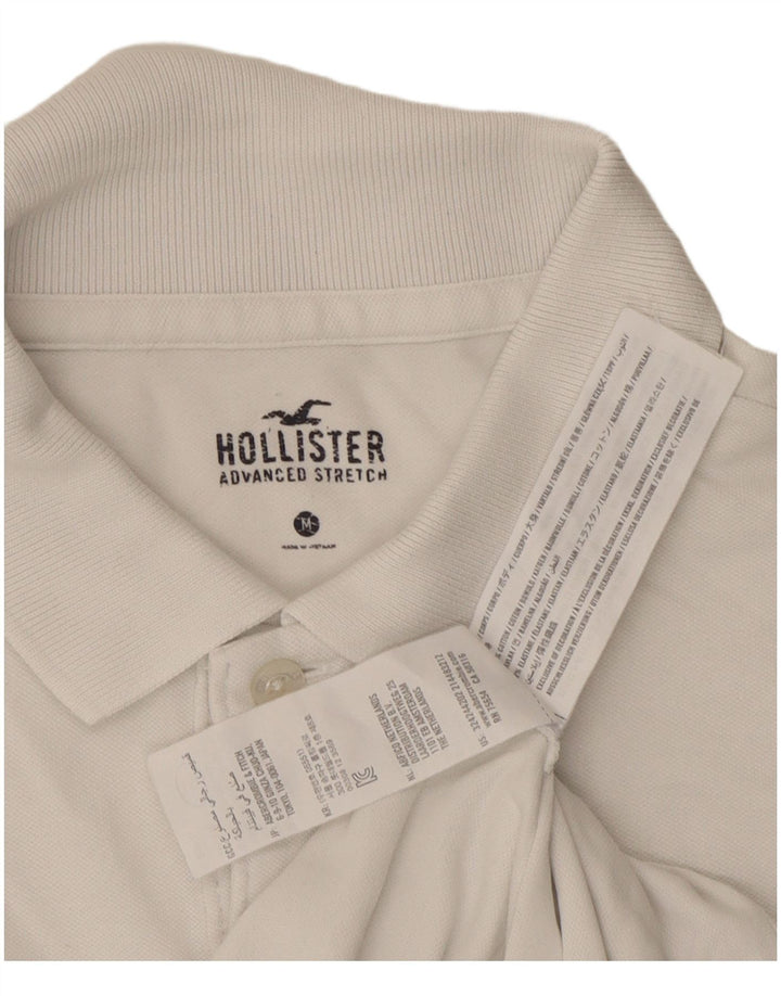 Camisa polo masculina Hollister de algodão branco médio
