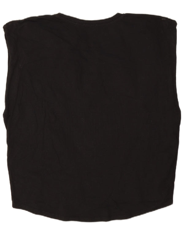 Zara Womens Oversized Vest Top UK 12 Médio Algodão Preto