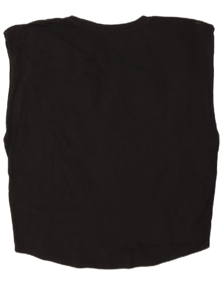 Zara Womens Oversized Vest Top UK 12 Médio Algodão Preto