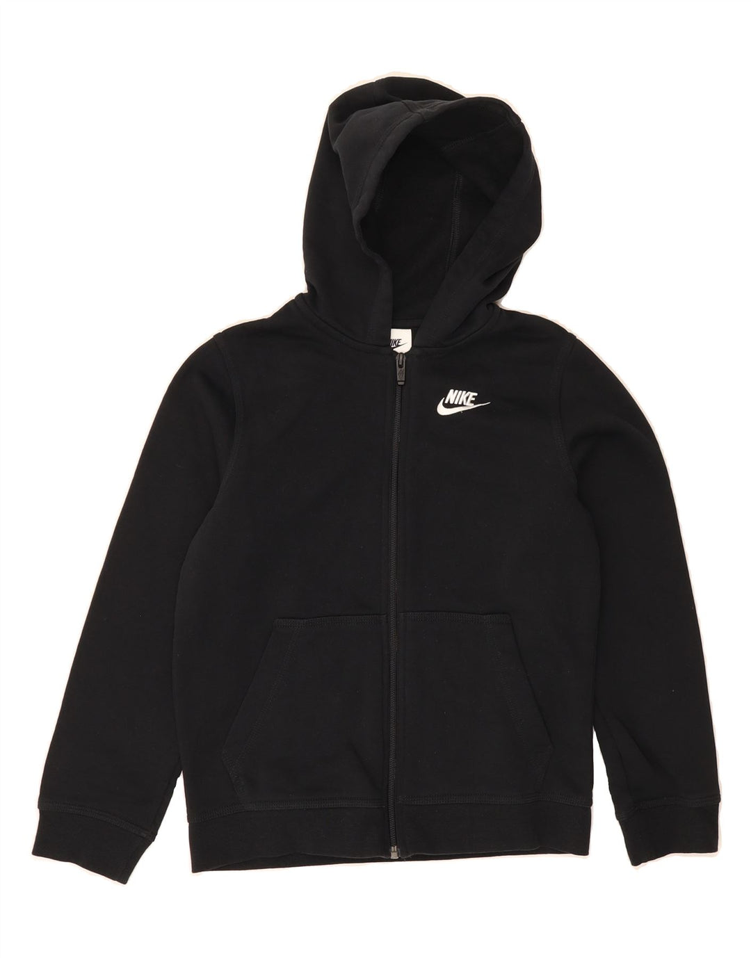 NIKE Womens Crop Zip Hoodie Sweater UK 12 Medium Black Cotton Vintage Nike and Second-Hand Nike from Messina Hembry 