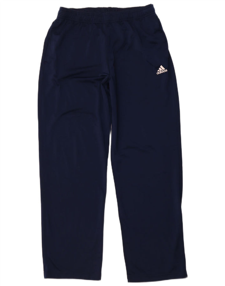 Calças de treino masculinas ADIDAS UK 44/46 grandes azul marinho poliéster