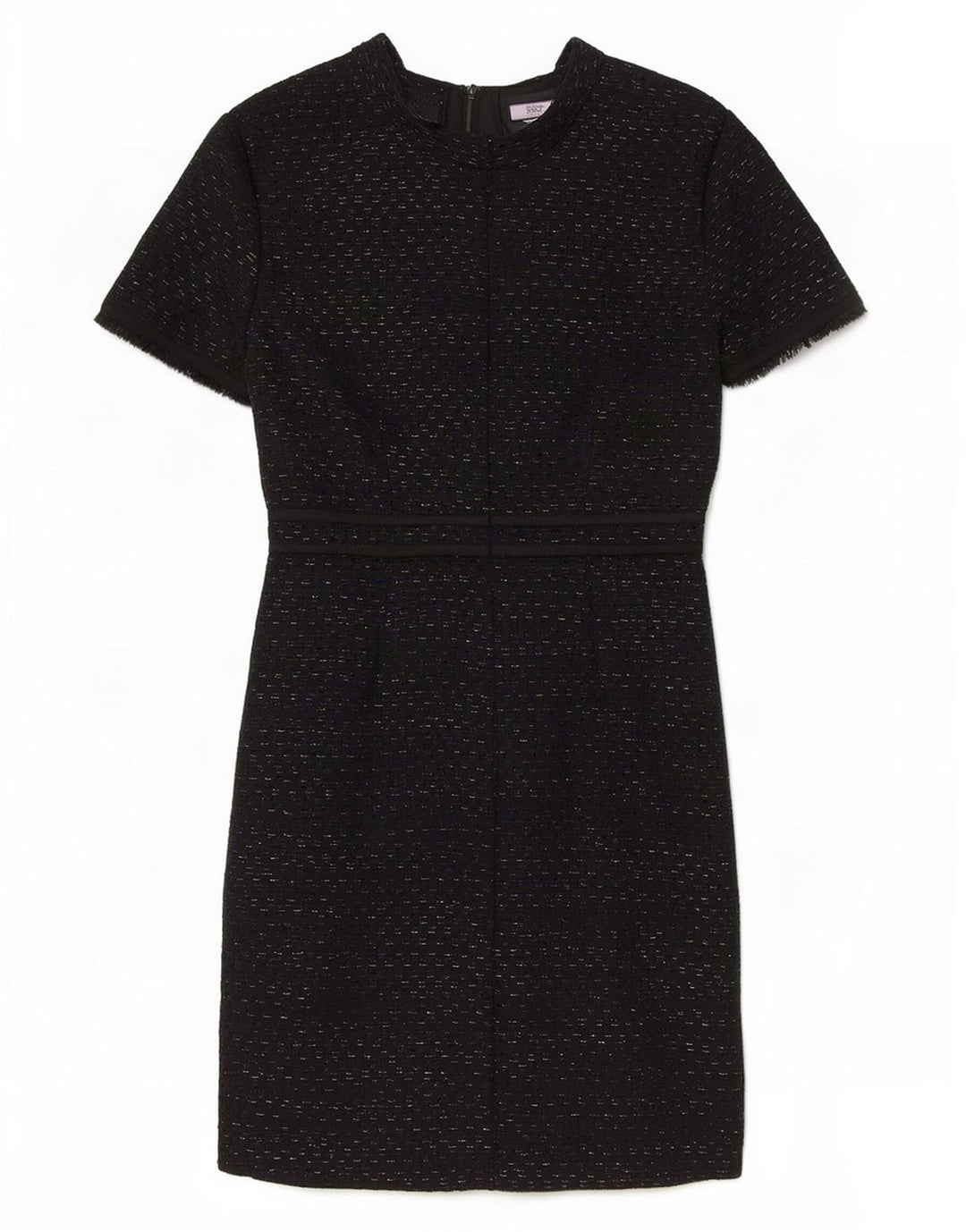 Vestido feminino Reiss A-Line UK 8 pequeno poliéster listrado preto