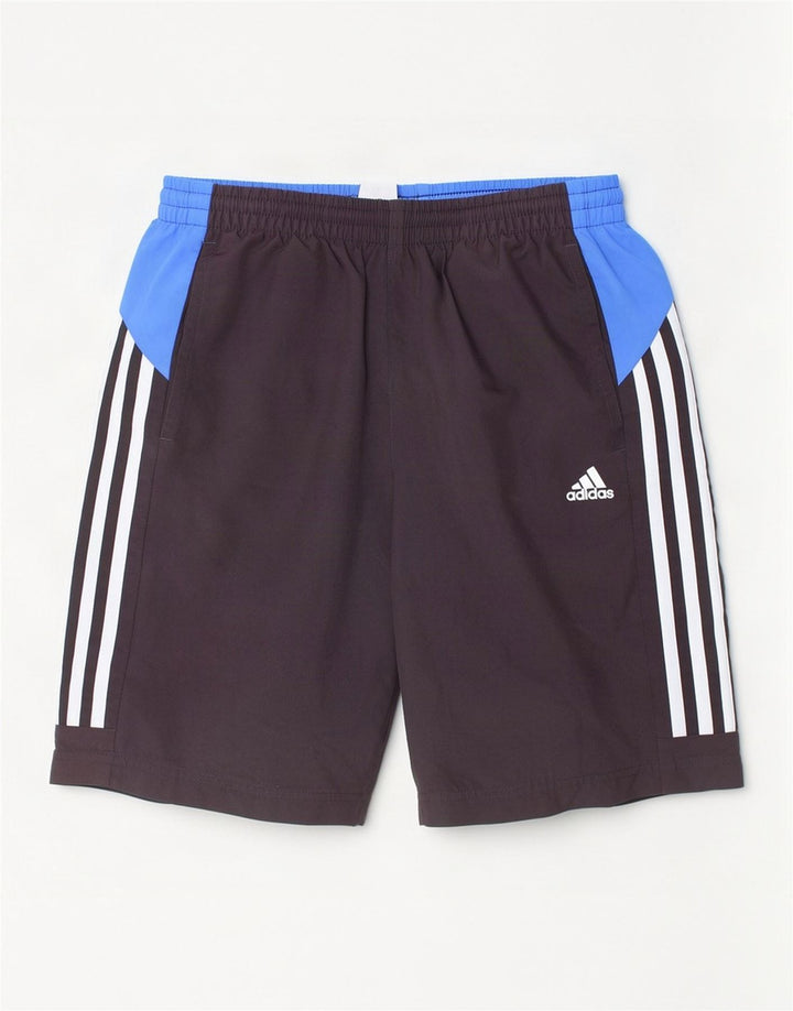 Shorts esportivos masculinos Adidas 13-14 anos preto colorblock poliéster