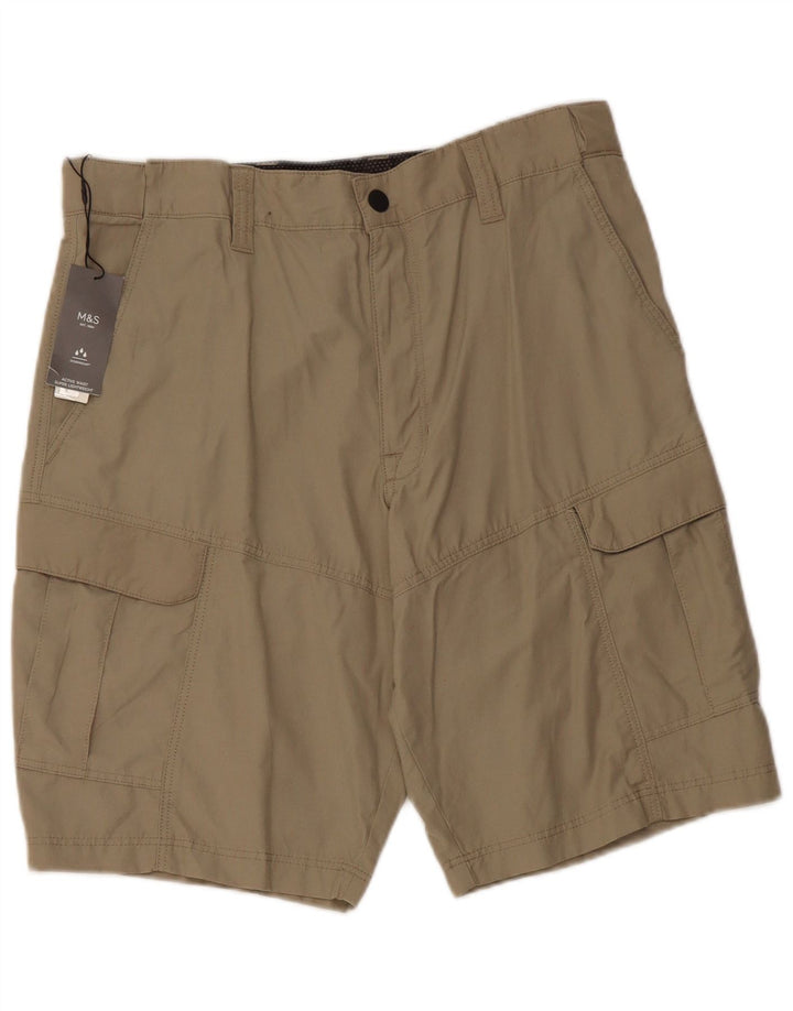 Shorts cargo masculino Marks & Spencer W32 algodão bege médio
