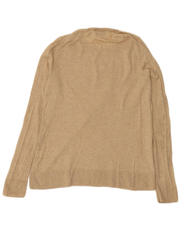 Suéter feminino Benetton com gola redonda UK 6 XS lã bege