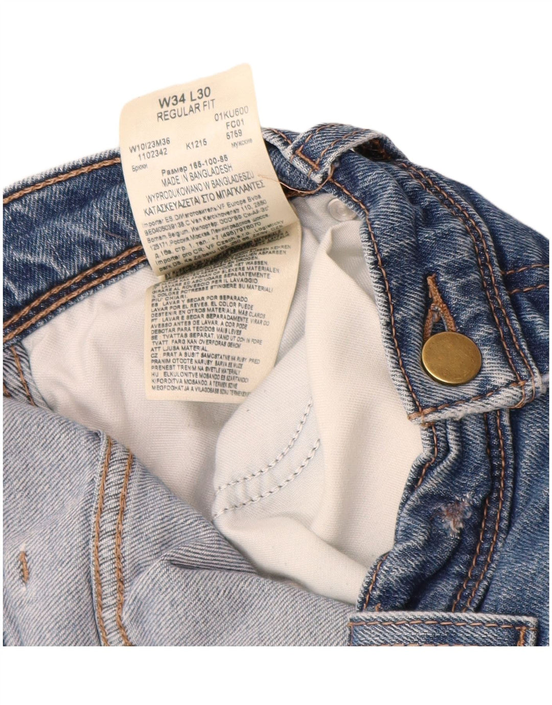 Calça jeans reta masculina WRANGLER regular fit W34 L30 algodão azul