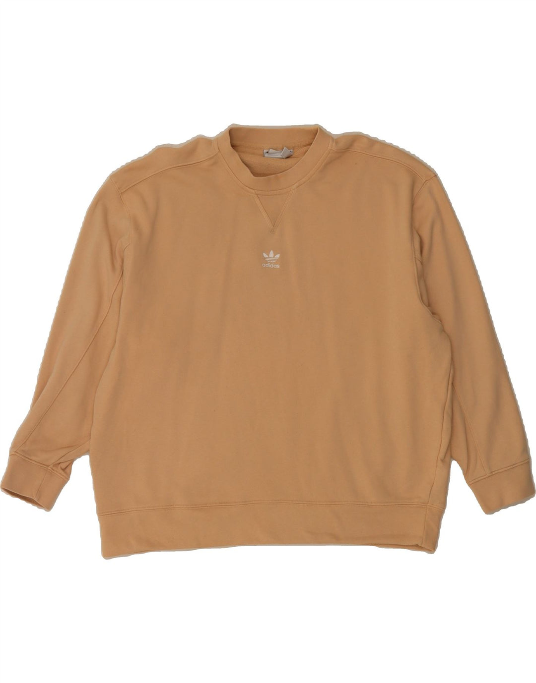 ADIDAS Womens Oversized Sweatshirt Jumper UK 18 XL Beige Cotton Vintage Adidas and Second-Hand Adidas from Messina Hembry 