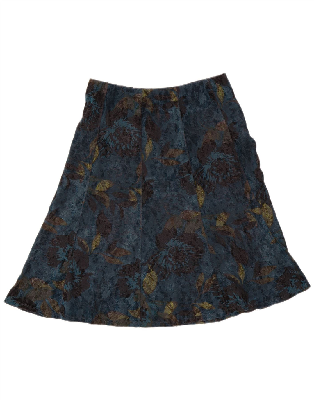 Saia feminina Marks & Spencer A-Line UK 12 Médio W30 Azul Floral Poliéster