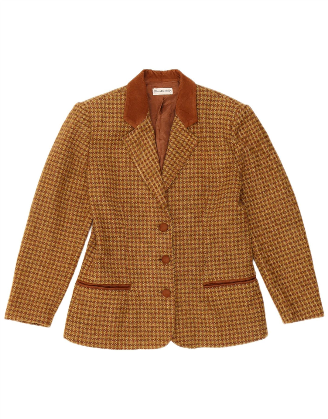 Jaqueta blazer feminina de Diana Bentall IT 42 médio marrom houndstooth