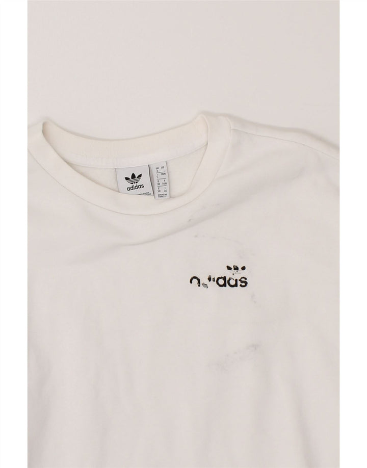ADIDAS Womens Oversized Sweatshirt Jumper UK 4 XS White Cotton Vintage Adidas and Second-Hand Adidas from Messina Hembry 