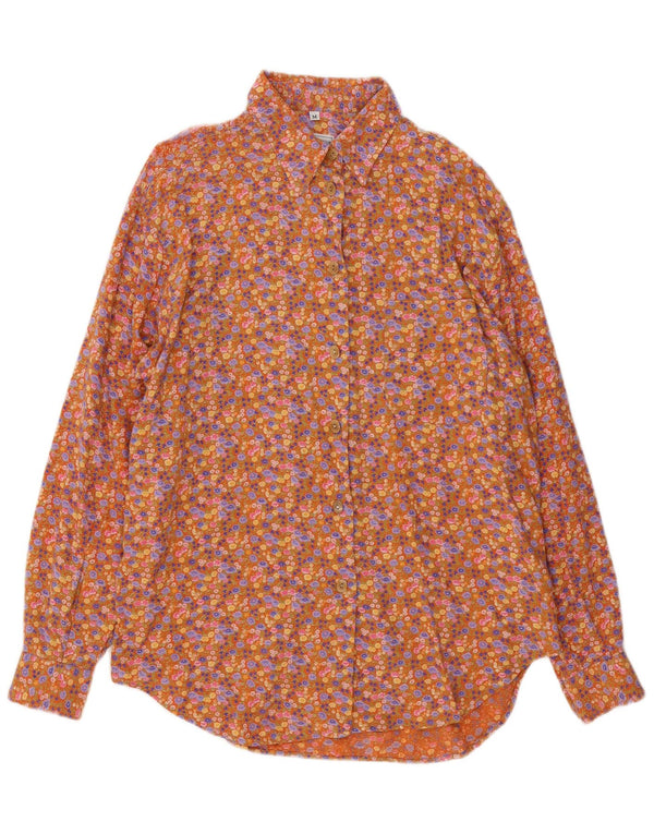 Camisa feminina vintage UK 14 viscose floral multicolorida média
