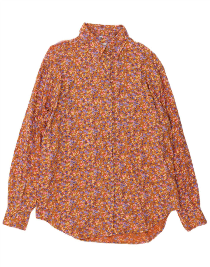 Camisa feminina vintage UK 14 viscose floral multicolorida média