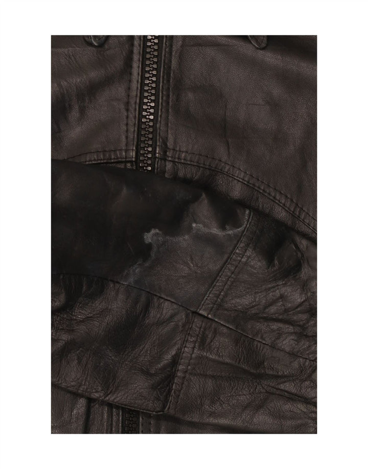 Jaqueta de couro bomber feminina vintage IT 50 XL couro preto