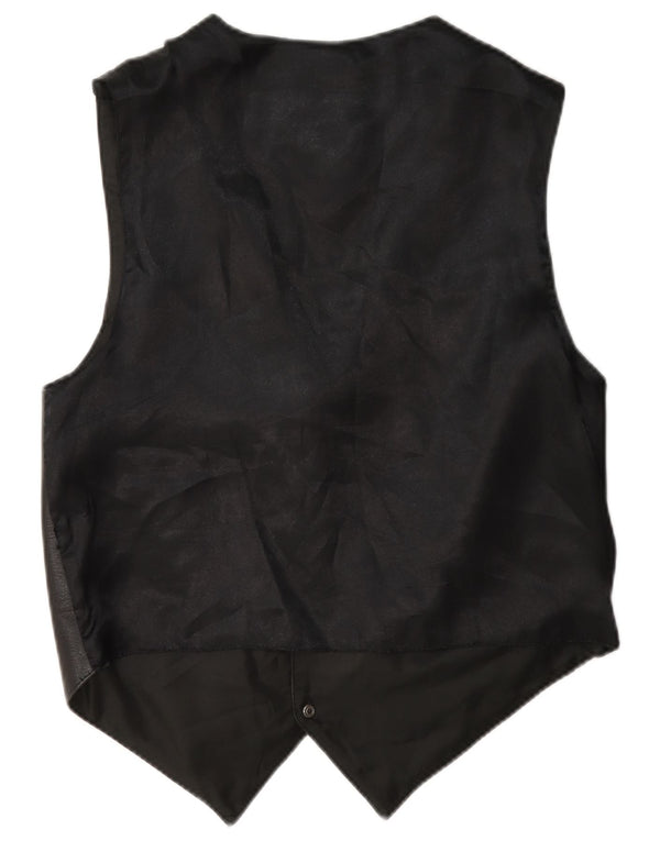 Colete de couro masculino vintage pequeno preto