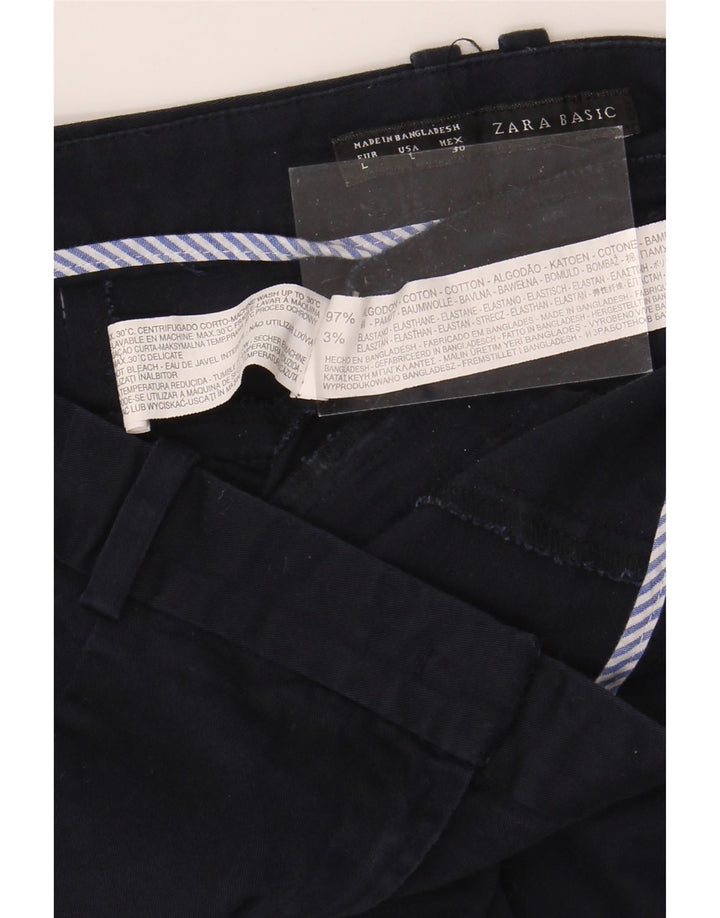 ZARA Womens Pencil Skirt Large W30  Navy Blue Cotton Vintage Zara and Second-Hand Zara from Messina Hembry 
