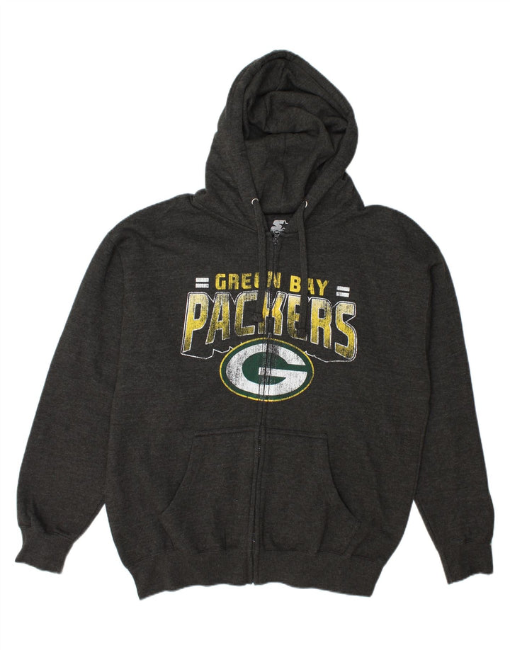 STARTER Mens Green Bay Packers Graphic Zip Hoodie Sweater XL Grey Cotton Vintage Starter and Second-Hand Starter from Messina Hembry 