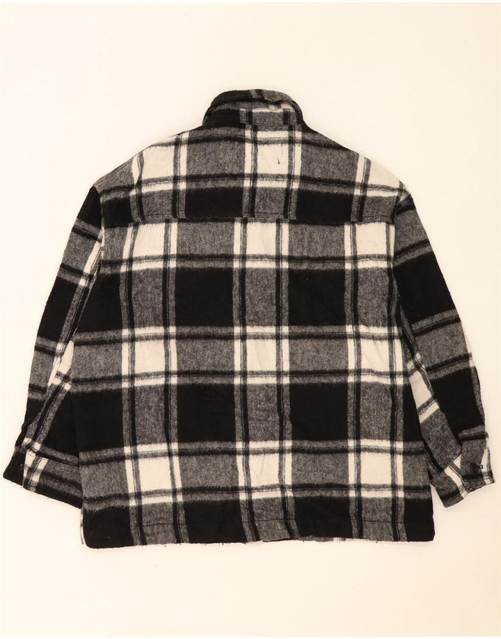 Zara Womens Oversized Utility Jacket UK 10 Pequeno Preto Check Acrílico