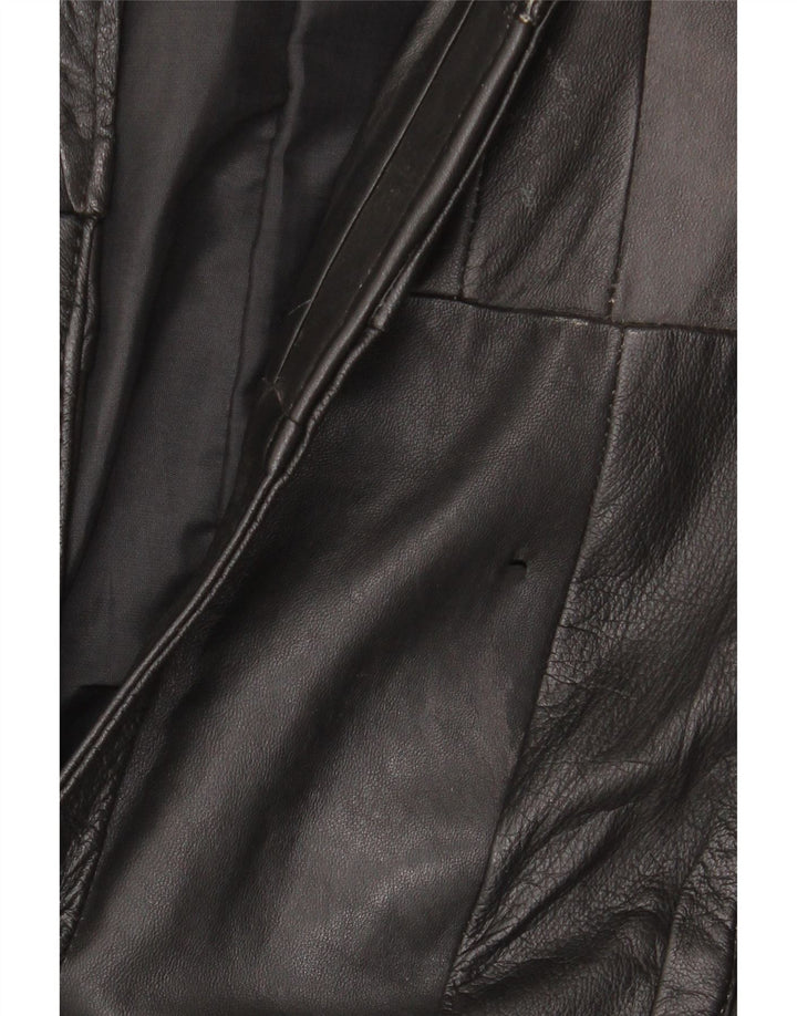 Colete de couro masculino VINTAGE UK 38 patchwork preto médio