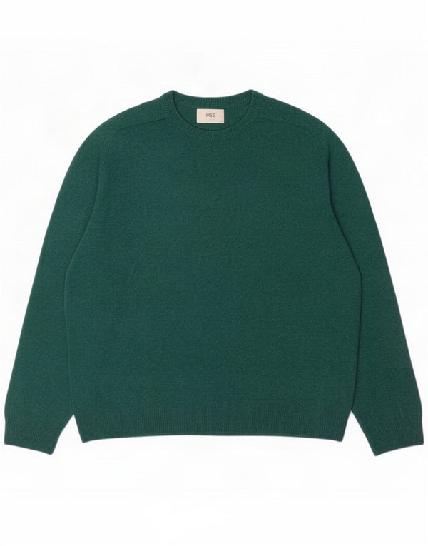 Marks & Spencer Mens Crew Neck Jumper Sweater 2XL Green Lambswool