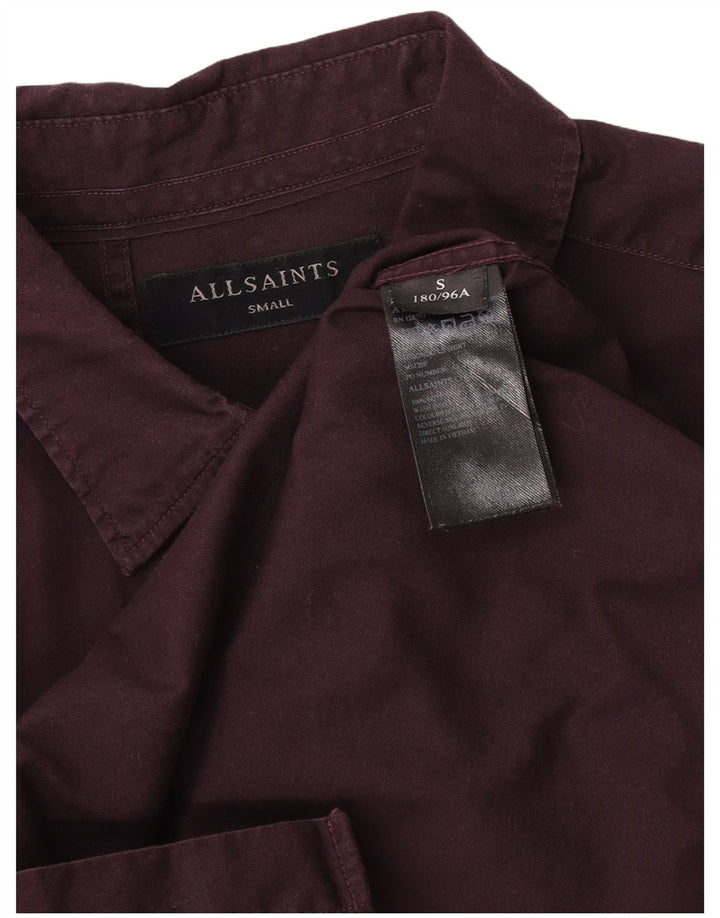 Camisa masculina All Saints pequena algodão Borgonha