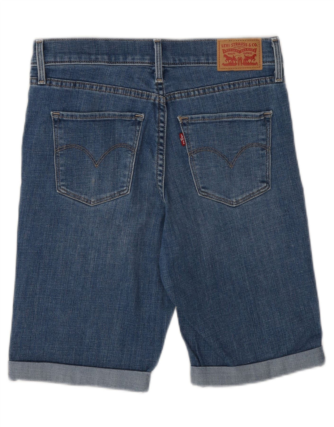 Shorts jeans feminino LEVI'S W27 pequeno algodão azul