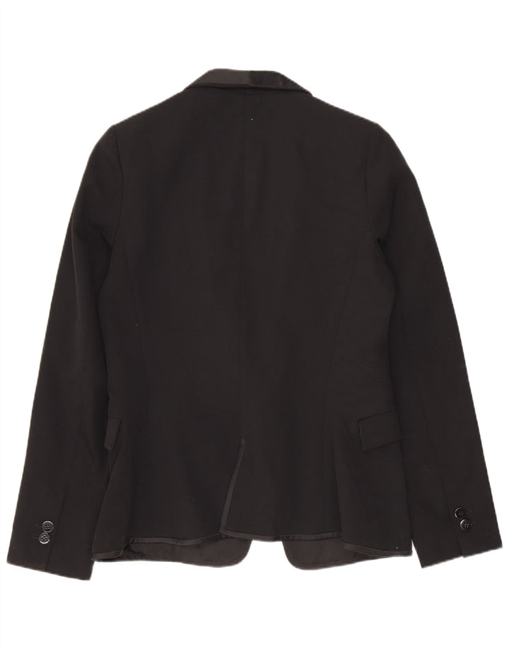 ZARA Womens Blazer Jacket UK 10 Pequeno Poliéster Preto