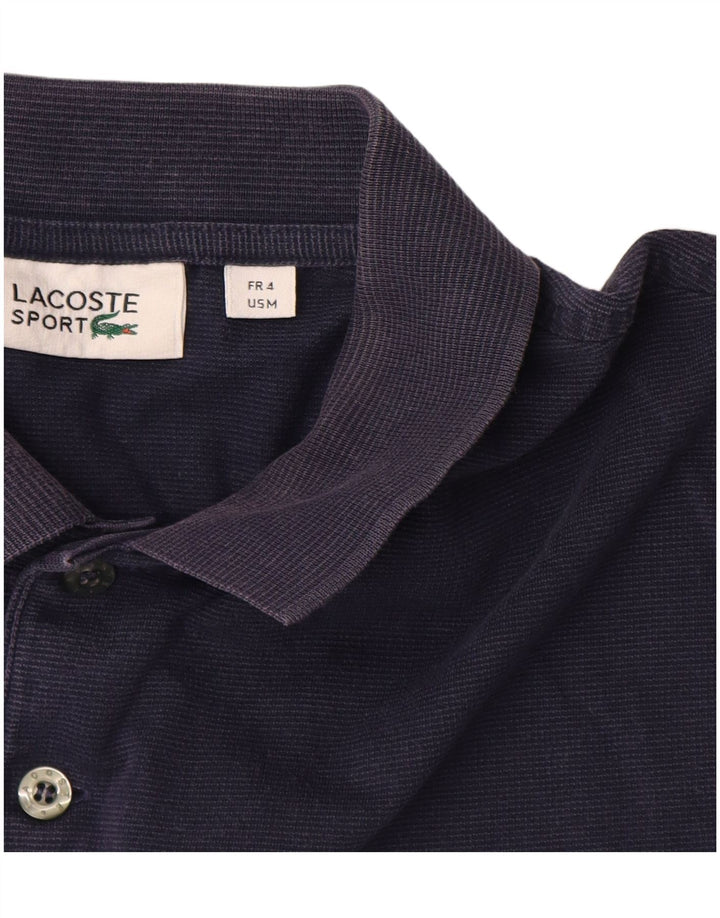 Camisa polo masculina LACOSTE tamanho 4 médio algodão listrado azul marinho