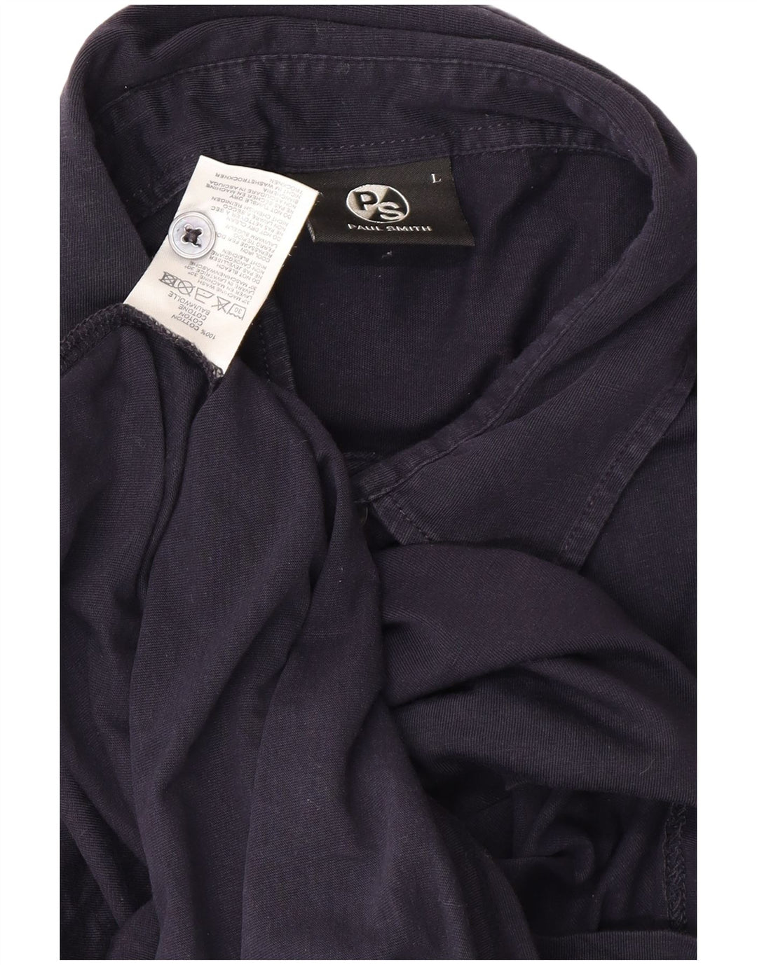 Camisa polo masculina PAUL SMITH grande algodão azul marinho